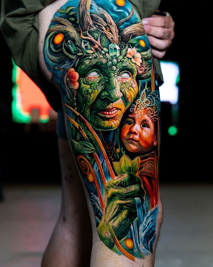 Hình xăm mệnh Mộc – 50+ Mẫu hình xăm phong thủy giúp cân bằng năng lượng và tăng sự tự tin hinh xam me thien nhien om con nguoi